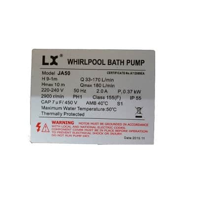 LX Whirlpool JA50 0.5hp circulation pump