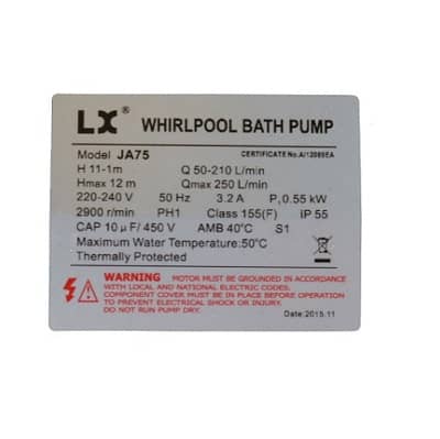 LX Whirlpool JA75 0.75hp circulation pump
